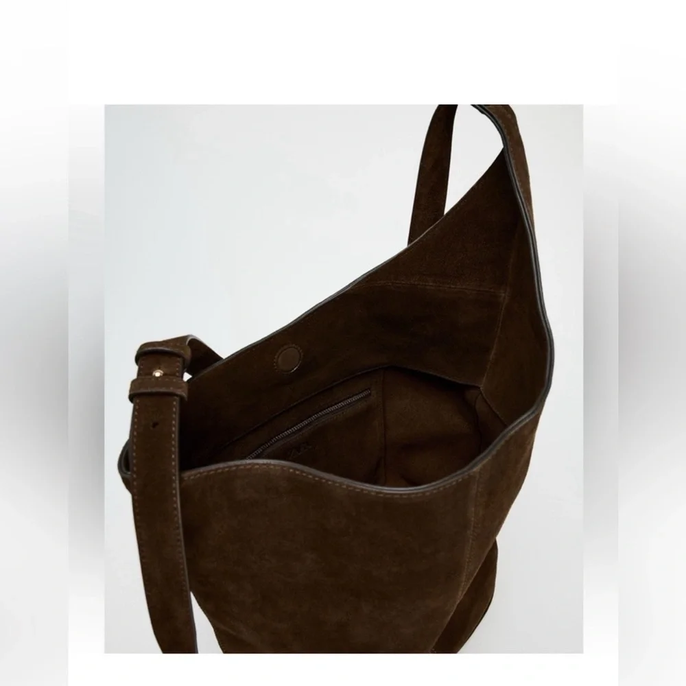 Zara Asymmetric Soft Suede Shoulder Bag - Picture 2 of 4